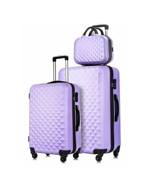 L'Case Комплект чемоданов Phatthaya 3 шт. рифленая поверхность износостойкий опорные ножки на боковой стенке размер