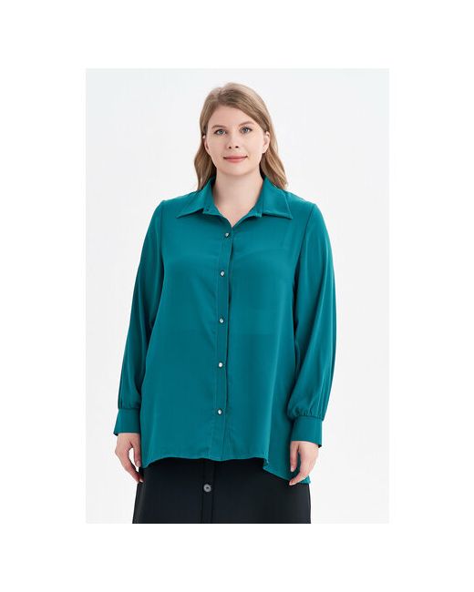 Olsi Блуза прямой силуэт длинный рукав размер зеленый