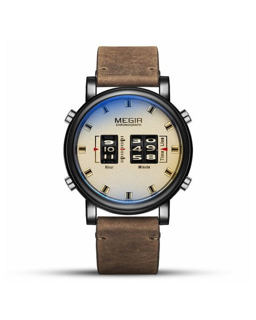 Megir Наручные часы Часы наручные кварцевые с антибликовым покрытием влагостойкие бежевый
