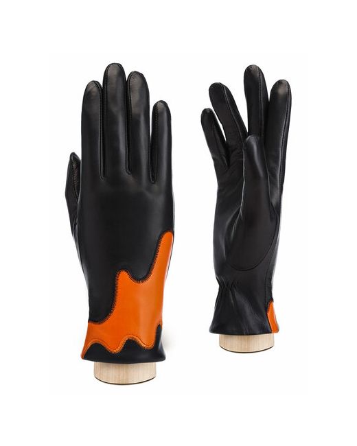 Eleganzza Перчатки зимние натуральная кожа подкладка размер оранжевый черный