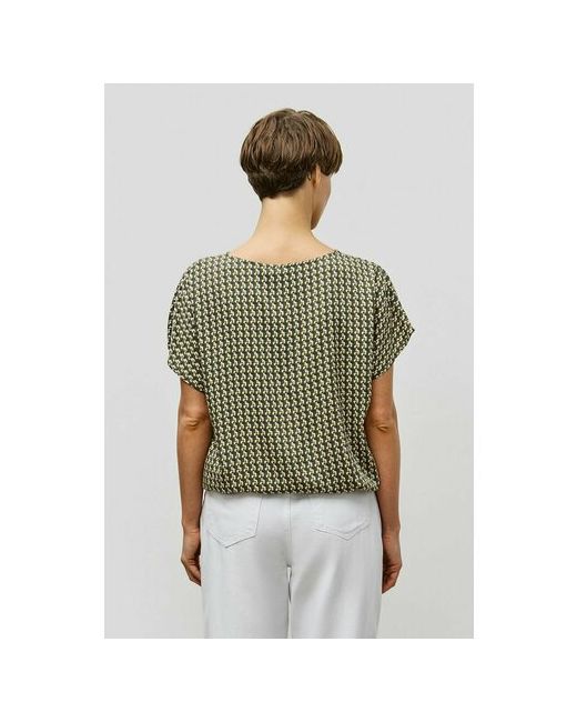 Baon Блуза повседневный стиль свободный силуэт короткий рукав без карманов размер 50 белый зеленый