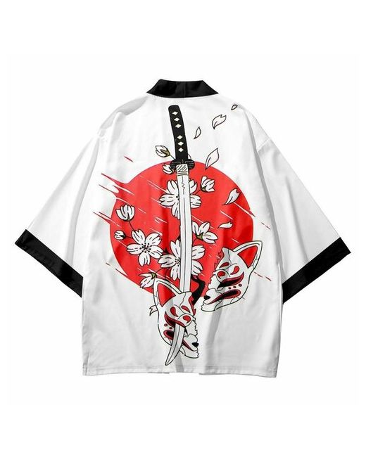Vlasov Карнавальные костюмы кардиган шелковый оверсайз кимоно накидка хаори Катана Маска аниме японский стиль Размер 160-175