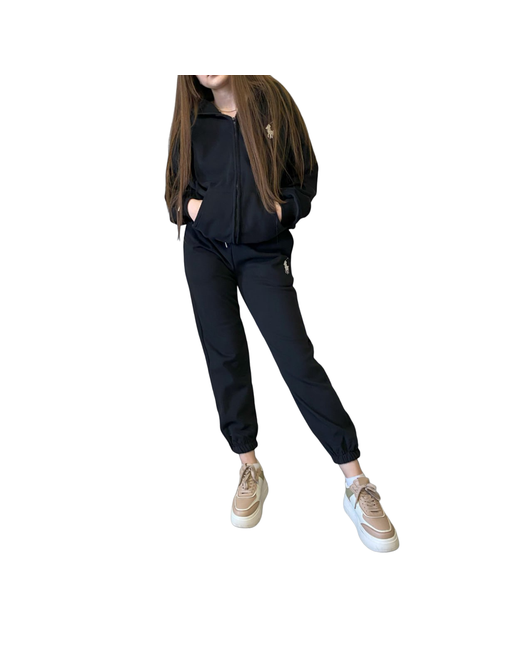AstoriaDi Костюм джемпер и брюки классический стиль свободный силуэт баска карманы трикотажный вязаная манжеты пояс на резинке утепленный размер 44
