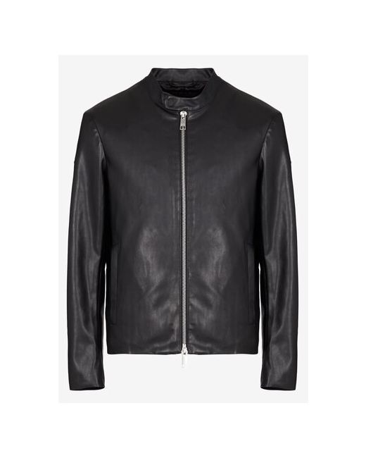 Armani Exchange Кожаная куртка демисезон/лето силуэт прямой карманы размер
