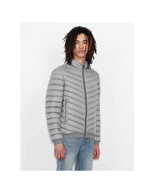 Armani Exchange куртка демисезон/зима силуэт прямой утепленная стеганая карманы внутренний карман размер серый серебряный