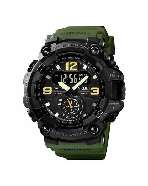 Skmei Наручные часы Тактические военные наручные 1637 Чёрно черный зеленый