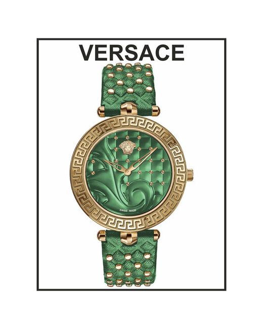 Versace Наручные часы наручные зеленые кожаные кварцевые оригинальные