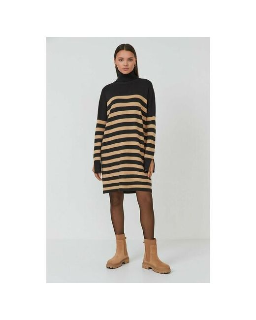 Baon Платье-свитер в классическом стиле свободный силуэт до колена вязаное размер 50