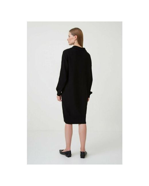 Baon Платье-поло повседневное оверсайз вязаное размер 46 черный