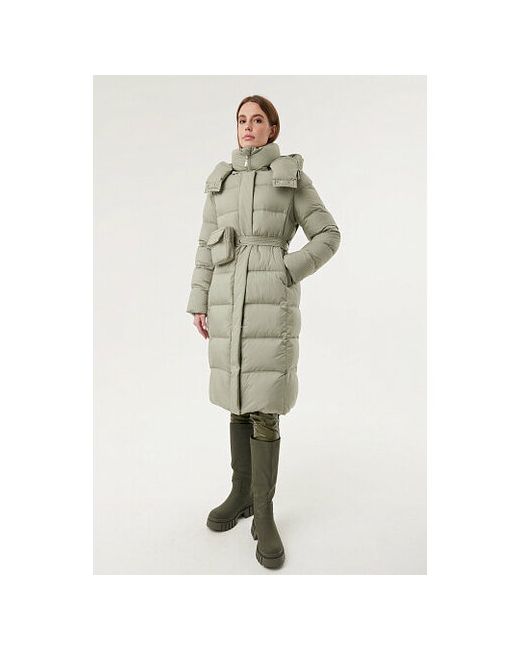 Scanndi Finland Пальто зимнее силуэт прямой размер 42 зеленый