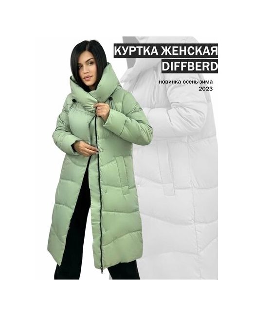 Diffberd куртка зимняя силуэт прямой капюшон карманы размер 50 зеленый