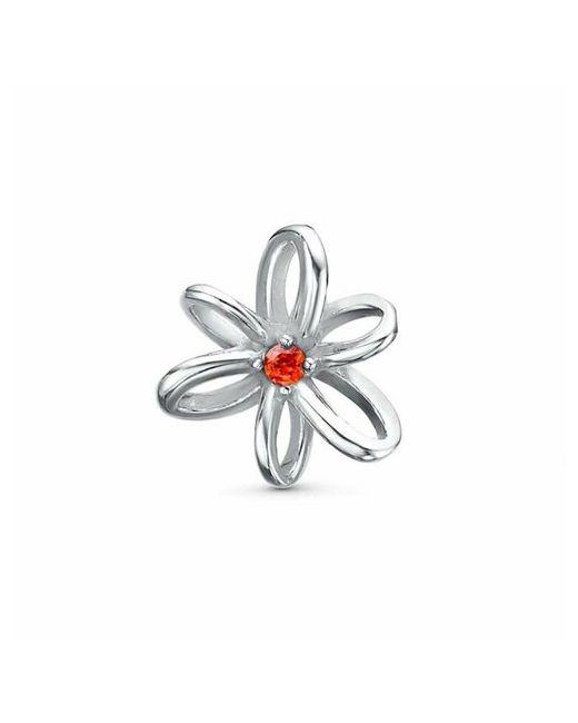 Красная Пресня Подвеска из серебра Цветок с красным фианитом Б53814302Пл18