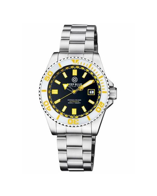 Deep Blue Наручные часы Мужские Дайверские Часы Ocean Diver 500 44мм Швейцарская Механика Браслет желтый серебряный