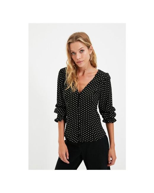 Trendyol Блуза нарядный стиль укороченный рукав размер 44 черный