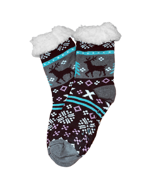 Larill носки высокие на Новый год утепленные нескользящие размер бирюзовый