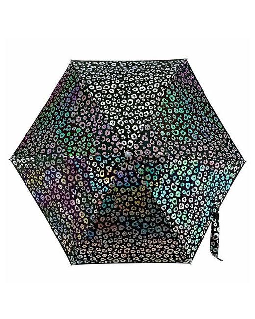 Fulton Мини-зонт механика 5 сложений купол 85 см. 6 спиц чехол в комплекте для черный серебряный