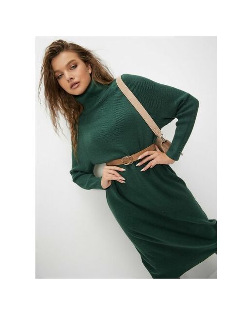 Sansa Платье-свитер повседневное свободный силуэт до колена размер зеленый