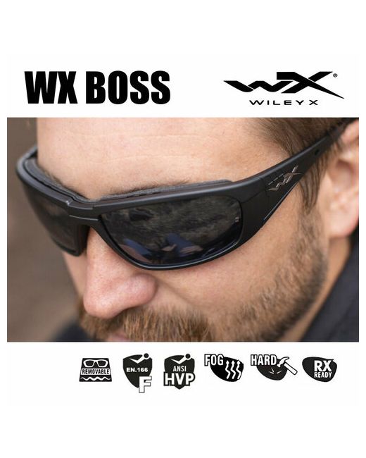 Wiley X Солнцезащитные очки WX BOSS FRAME MATE BLACK LENS SILVER FLASH спортивные ударопрочные устойчивые к появлению царапин с защитой от УФ