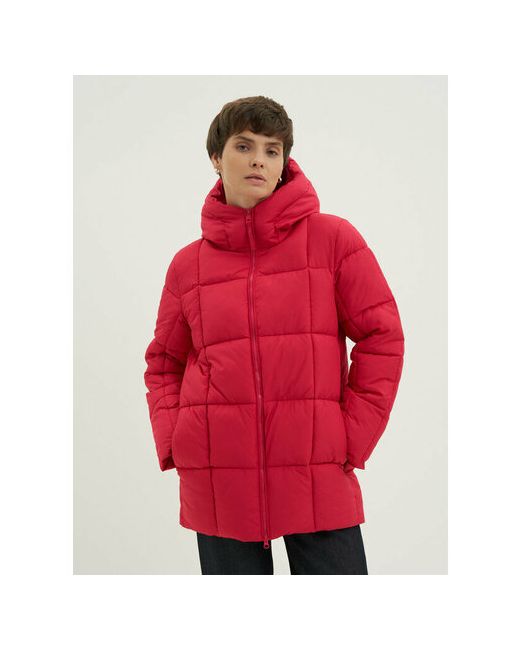 Finn Flare куртка зимняя средней длины силуэт свободный несъемный капюшон подкладка размер M170-92-98