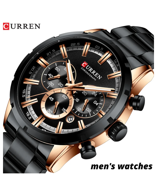 Grandtur Наручные часы Часы наручные кварцевые брендовые спортивные стальные водонепроницаемые CURREN black