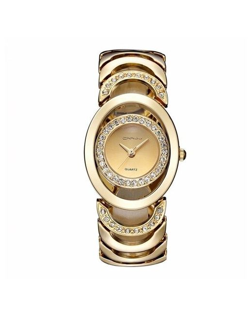 Crrju Наручные часы новые модные роскошные золотые кварцевые наручные