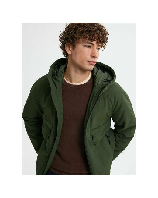 Finn Flare куртка демисезонная силуэт прямой водонепроницаемая карманы капюшон размер зеленый