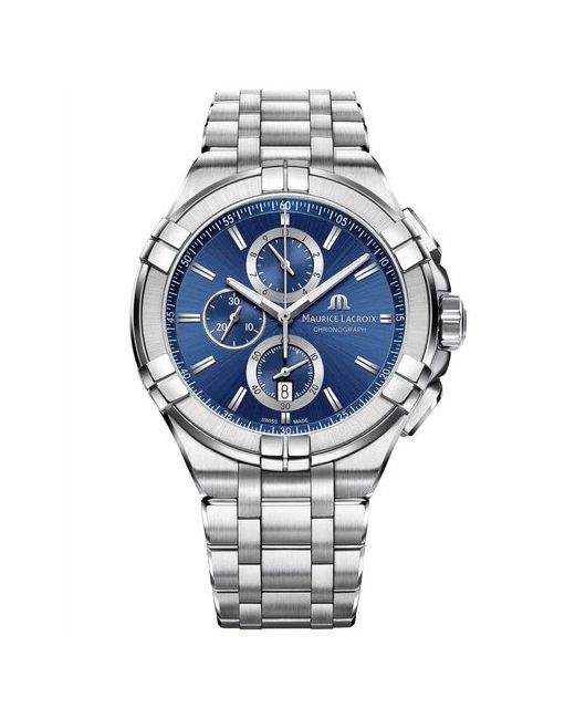 Maurice Lacroix Наручные часы швейцарские Aikon Chronograph AI1018-SS002-430-1 с гарантией серебряный синий