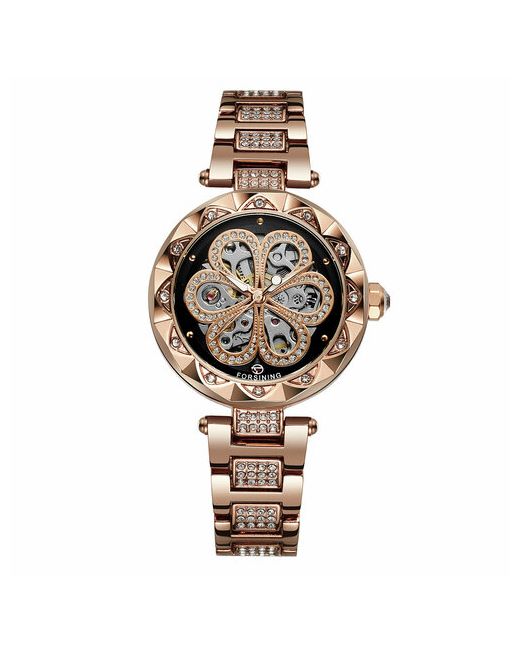 Forsining Наручные часы Модные лучший бренд алмазные имитация наручные автоматические механические розовый черный