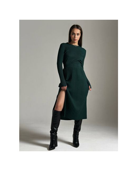 Matreshka Костюм лонгслив и юбка повседневный стиль полуприлегающий силуэт стрейч трикотажный размер one зеленый