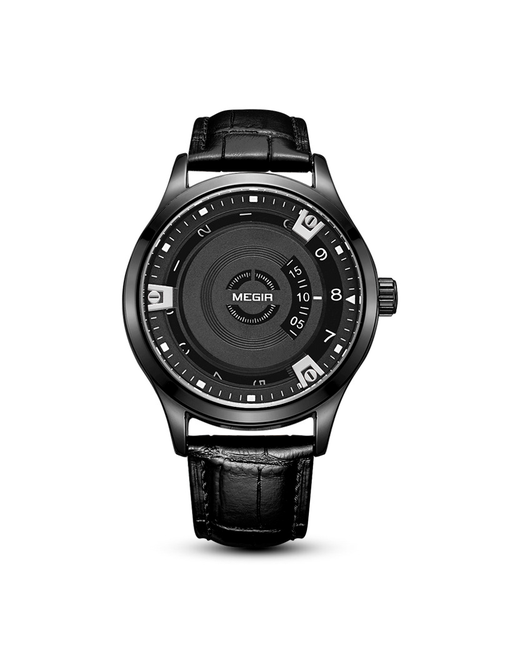 Megir Наручные часы с кварцевым механизмом влагостойкие черный