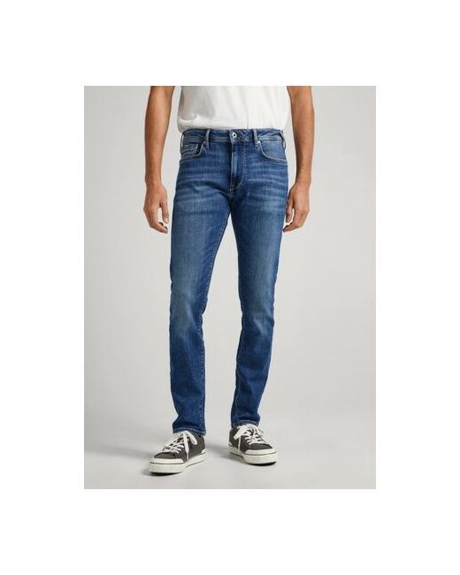 Pepe Jeans London Джинсы полуприлегающий силуэт средняя посадка стрейч размер 31/34 синий
