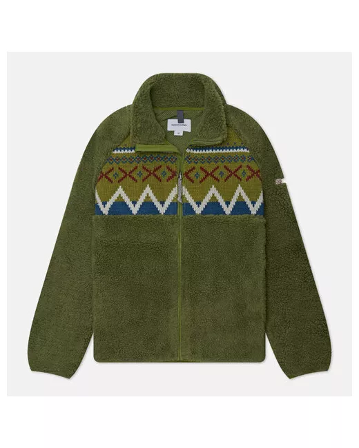 thisisneverthat куртка knit paneled fleece силуэт прямой подкладка размер зеленый
