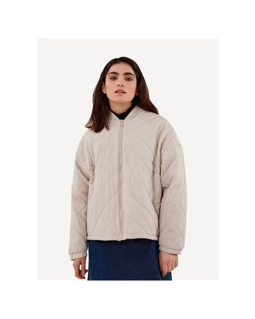 Zarina куртка демисезонная средней длины стеганая однобортная карманы без капюшона размер