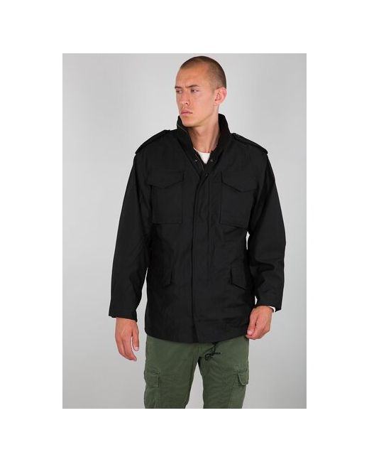 Alpha Industries куртка зимняя силуэт свободный без капюшона карманы внутренний карман размер черный