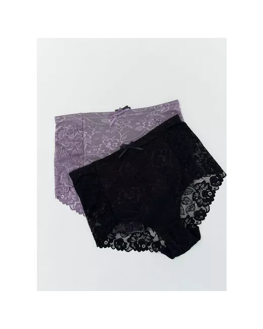 Beizhi Комплект трусов слипы завышенная посадка кружевные размер 60 черный фиолетовый 2 шт.