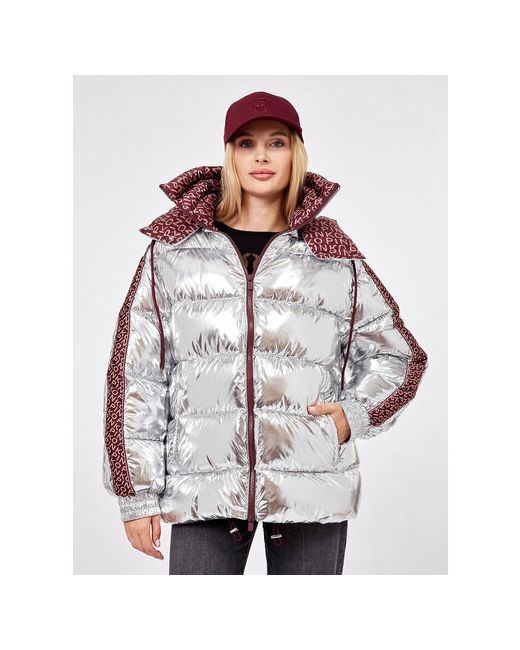 Pinko куртка зимняя силуэт прямой карманы размер 40 серебряный