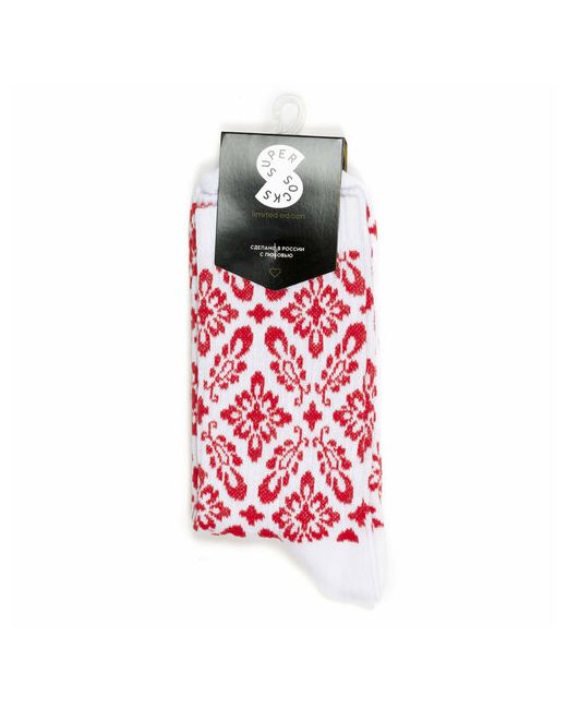 Super socks Носки унисекс Узоры Красный 1 пара классические фантазийные размер красный