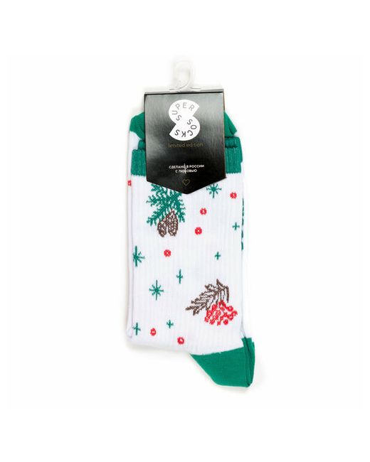 Super socks Носки унисекс Шишки 1 пара классические фантазийные размер зеленый