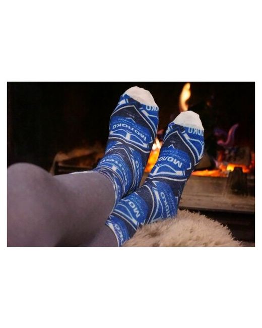 Шерстянки носки высокие утепленные размер синий