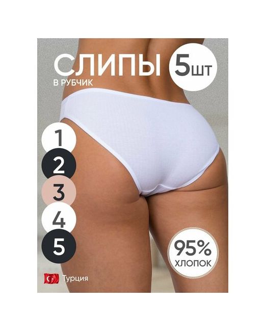 ALYA Underwear Комплект трусов слипы средняя посадка с ластовицей размер 44-46 мультиколор 5 шт.