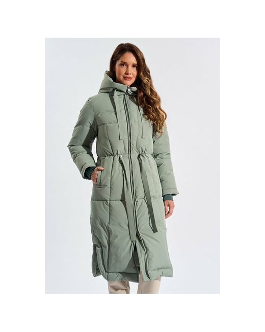 D`imma Fashion Studio куртка зимняя средней длины силуэт прямой для беременных размер 42 зеленый