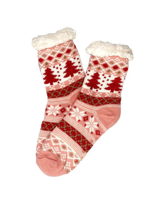 Larill носки высокие на Новый год утепленные нескользящие размер розовый