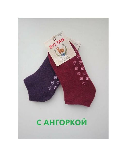 syltan носки укороченные нескользящие утепленные махровые размер фиолетовый бордовый