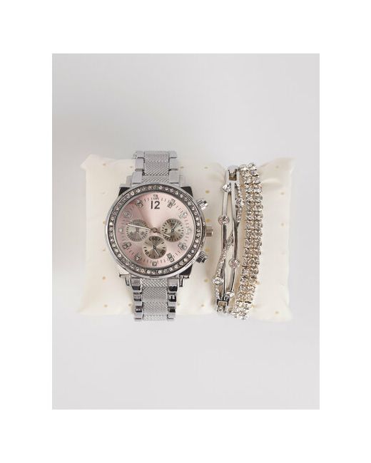 Shanta Наручные часы со стразами розовый серебряный