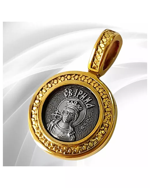 Vitacredo Подвеска серебряная православная нательная икона ювелирный образок на шею именное ангел хранитель Святая Ирина ручной работы