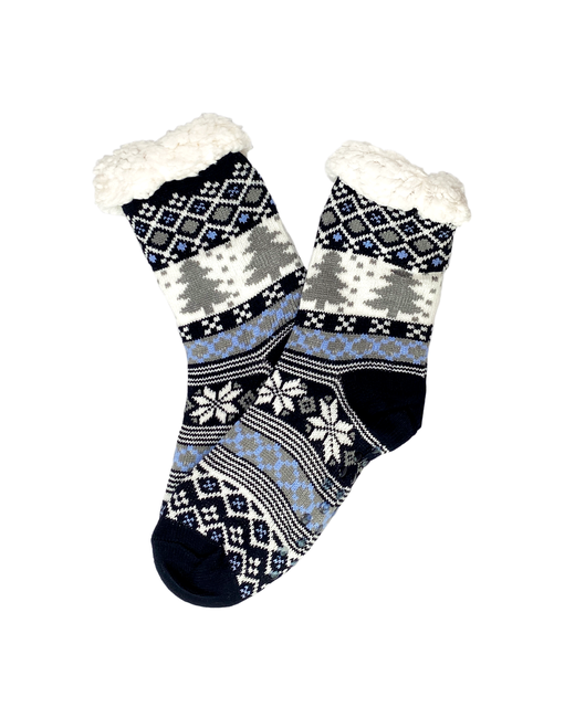 Larill носки высокие на Новый год утепленные нескользящие размер синий