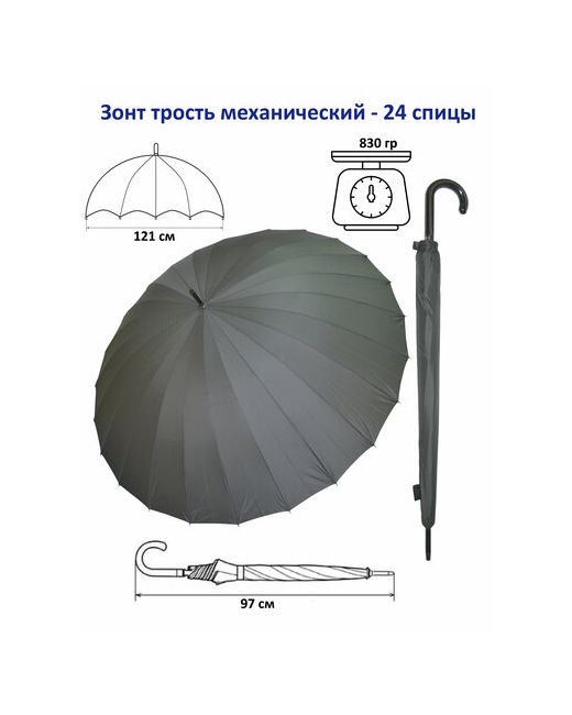 Mizu Зонт-трость полуавтомат купол 121.5 см. 24 спиц чехол в комплекте для