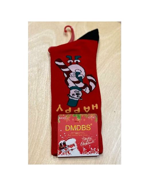 Dmdbs носки Merry Christmas 1 пара высокие на Новый год износостойкие усиленная пятка утепленные фантазийные размер черный красный