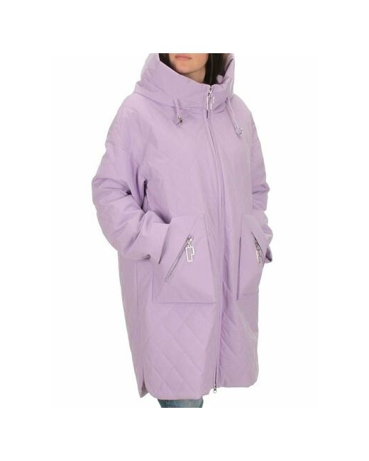 Не определен куртка демисезонная средней длины силуэт свободный карманы стеганая подкладка капюшон влагоотводящая ветрозащитная размер 56 лиловый