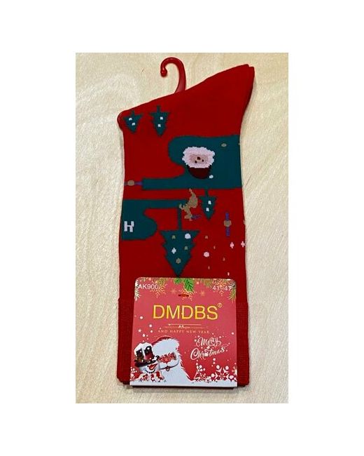 Dmdbs носки Merry Christmas 1 пара высокие на Новый год износостойкие усиленная пятка утепленные фантазийные размер зеленый красный